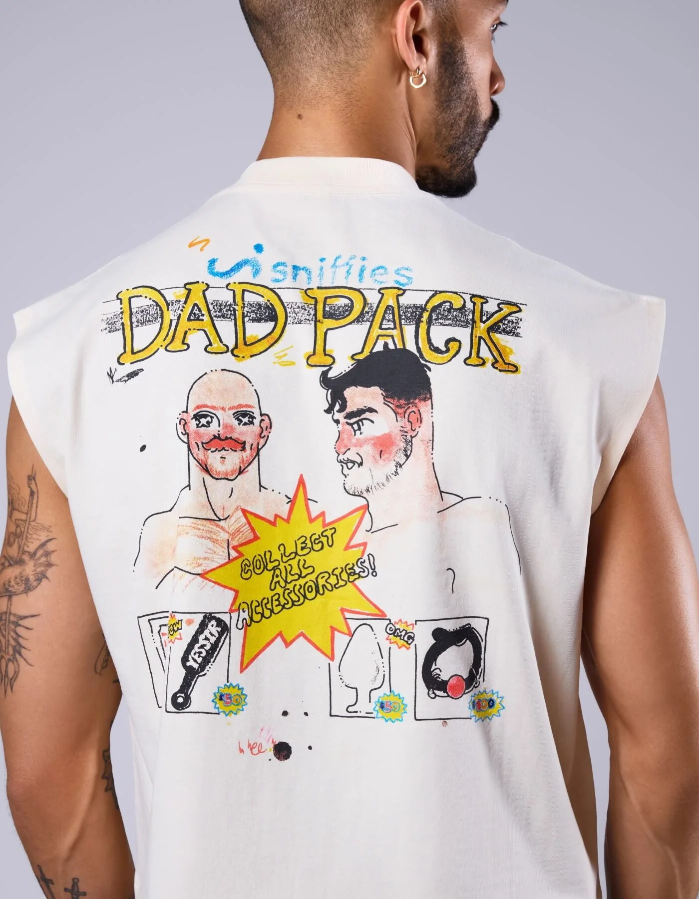 Dad Pack Crop Muscle Tank - Cream - Image 4
