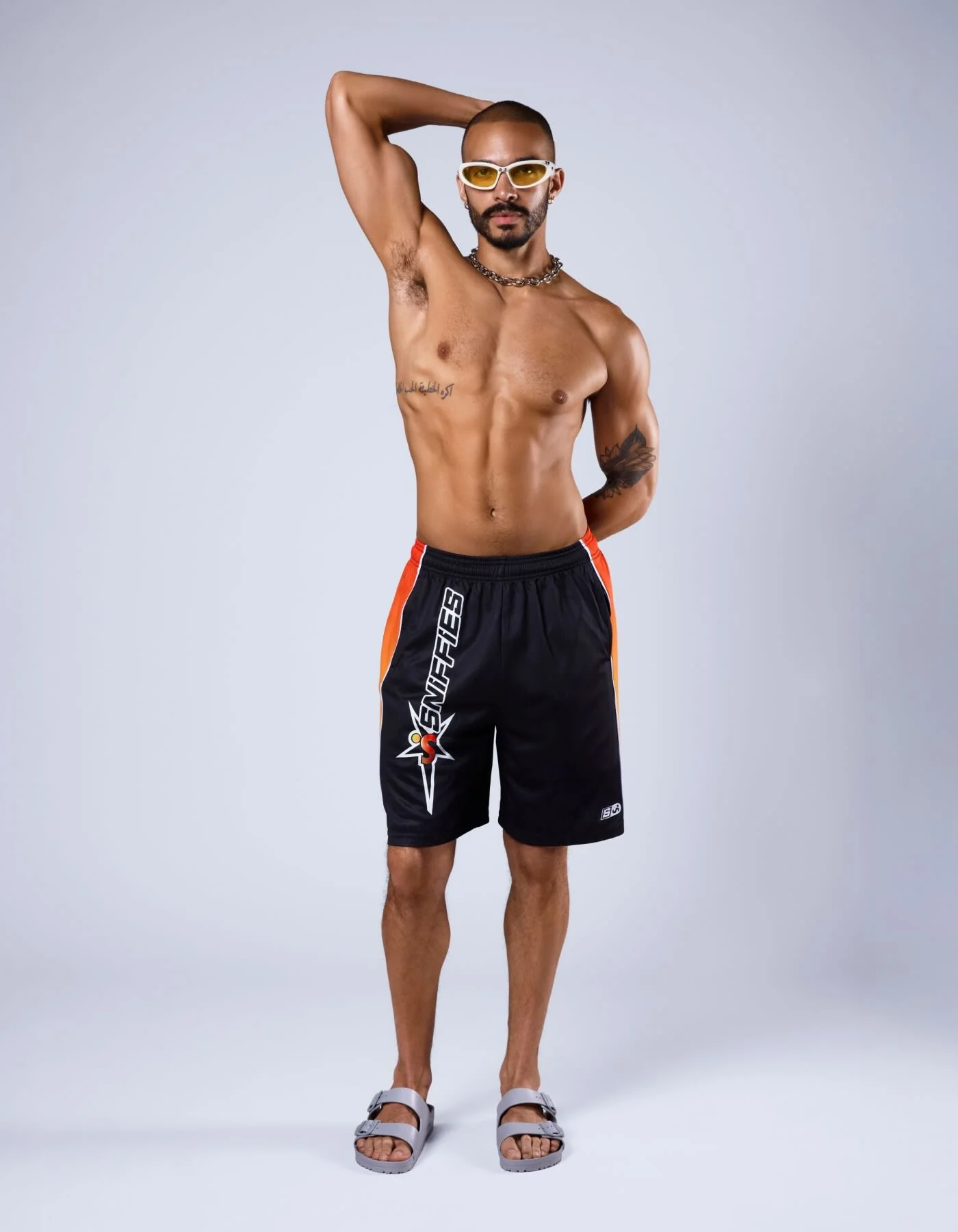 Flame-Panel Basketball Shorts - Black - Image 3