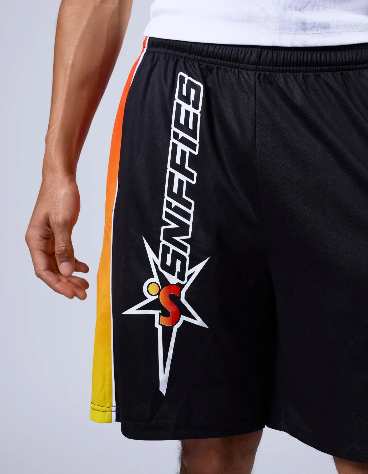 Flame-Panel Basketball Shorts - Black - Image 4
