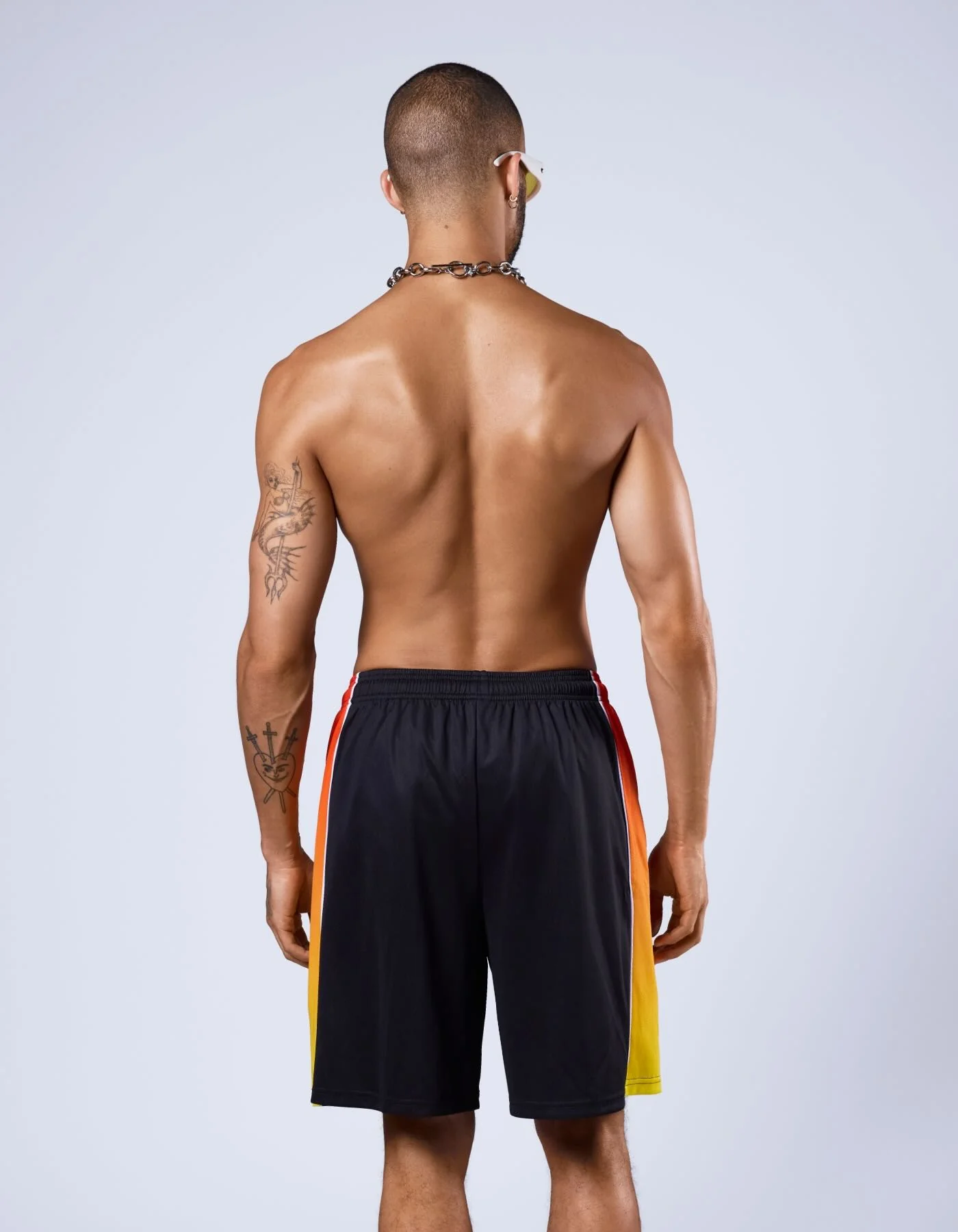 Flame-Panel Basketball Shorts - Black - Image 5