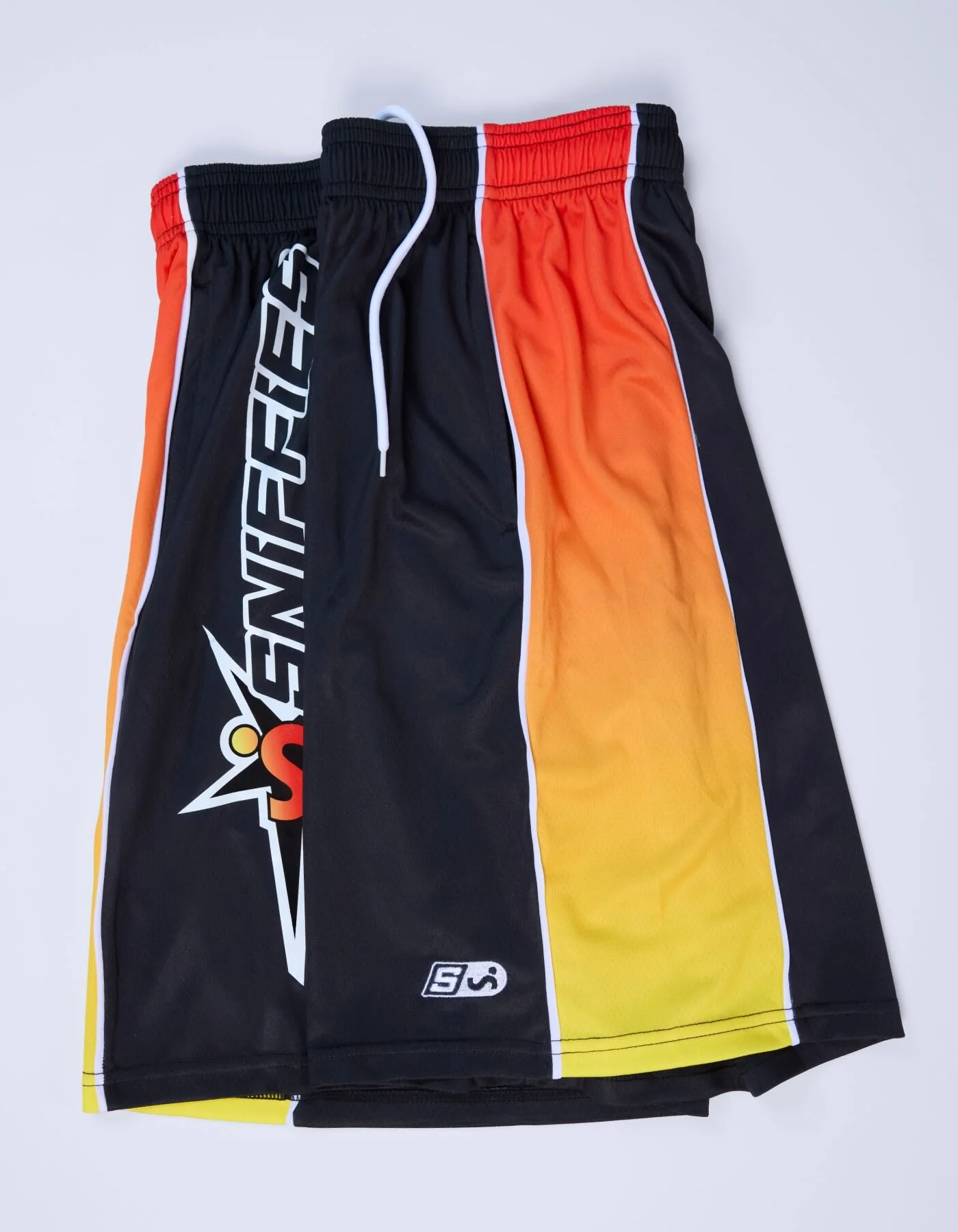 Flame-Panel Basketball Shorts - Black - Image 7