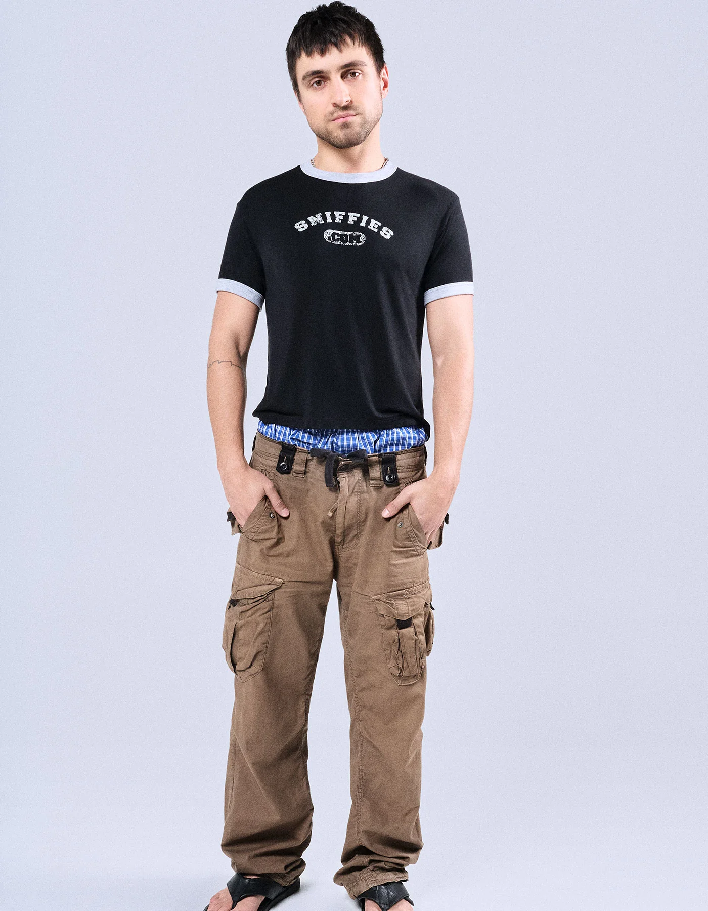 Varsity Cropped Ringer Tee - Black